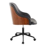 Bacci Black Faux Leather Walnut Contemporary Office Chair 10 Bacci Black Faux Leather Walnut Contemporary Office Chair