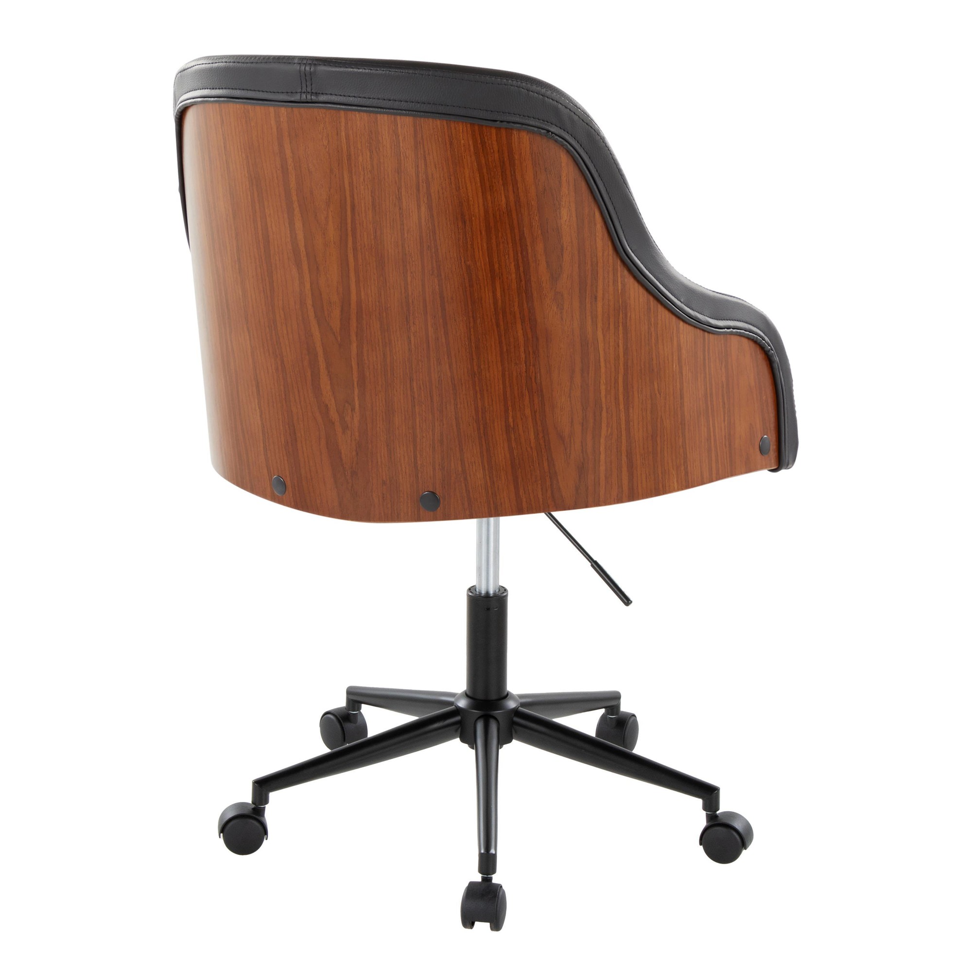 Bacci Black Faux Leather Walnut Contemporary Office Chair 4 Bacci Black Faux Leather Walnut Contemporary Office Chair - Image 4