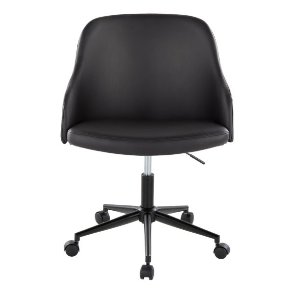 Bacci Black Faux Leather Walnut Contemporary Office Chair 5