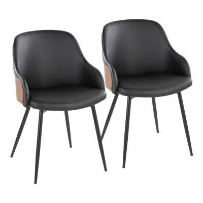Bacci Black Metal Walnut Contemporary Chairs (Set of 2)