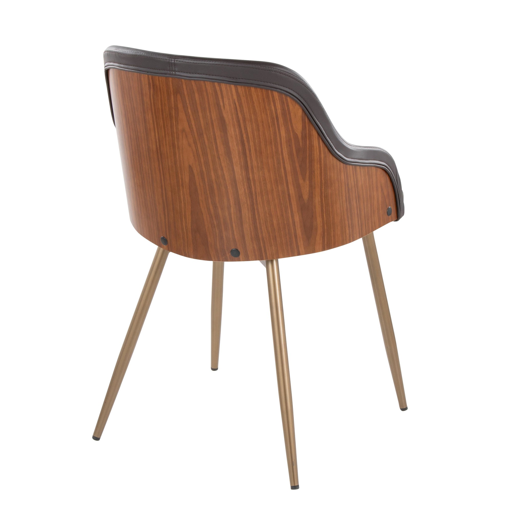 Bacci Brown Faux Leather Copper Contemporary Chairs (Set of 2) 4 Bacci Brown Faux Leather Copper Contemporary Chairs (Set of 2) - Image 4