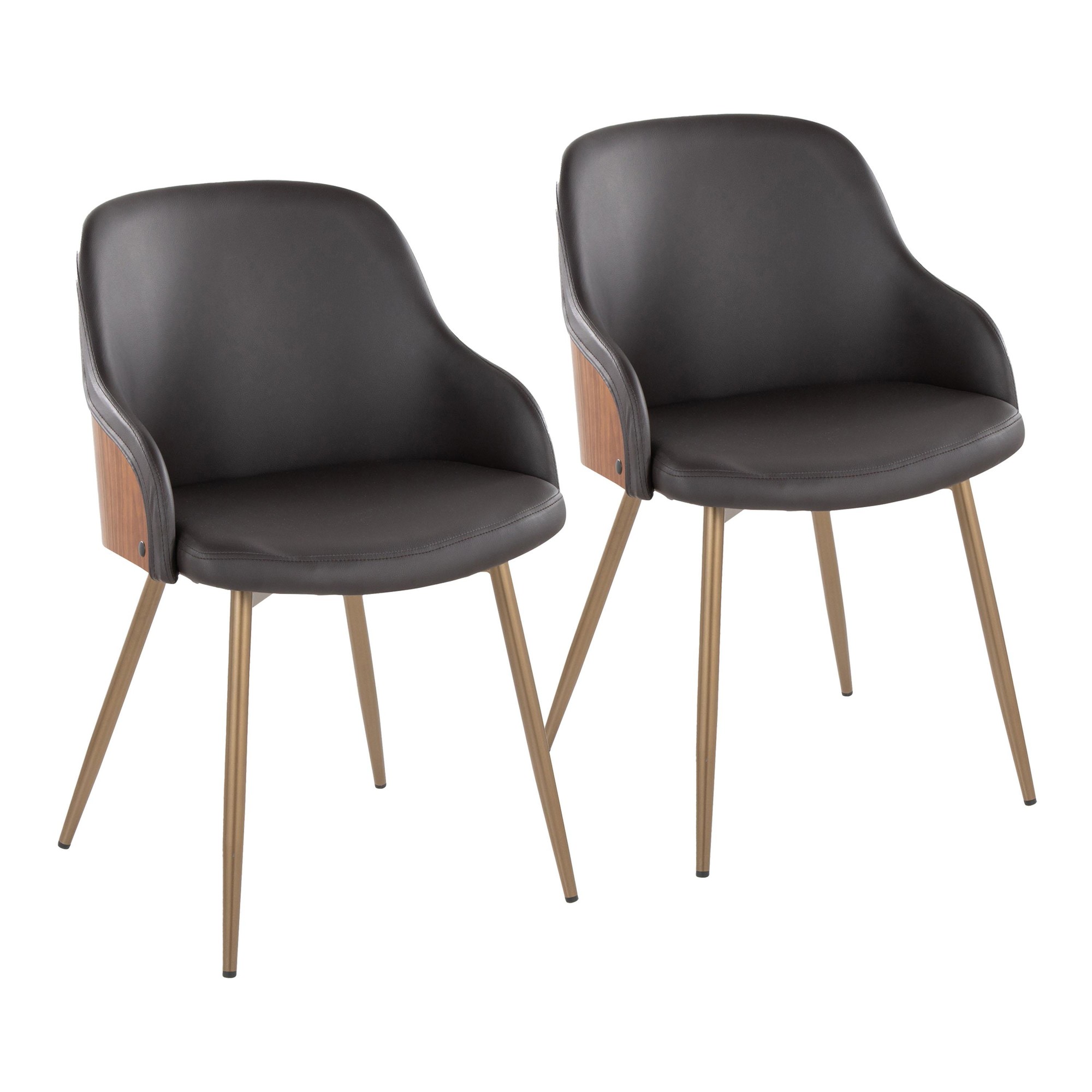 Bacci Brown Faux Leather Copper Contemporary Chairs (Set of 2) 1 Bacci Brown Faux Leather Copper Contemporary Chairs (Set of 2)