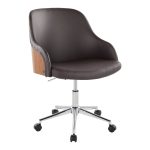 Bacci Brown Faux Leather Walnut Wood Contemporary Office Chair 9 Bacci Brown Faux Leather Walnut Wood Contemporary Office Chair