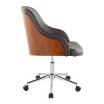 Bacci Brown Faux Leather Walnut Wood Contemporary Office Chair 10 Bacci Brown Faux Leather Walnut Wood Contemporary Office Chair