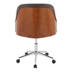 Bacci Brown Faux Leather Walnut Wood Contemporary Office Chair 12 Bacci Brown Faux Leather Walnut Wood Contemporary Office Chair