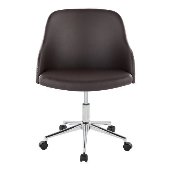 Bacci Brown Faux Leather Walnut Wood Contemporary Office Chair 5