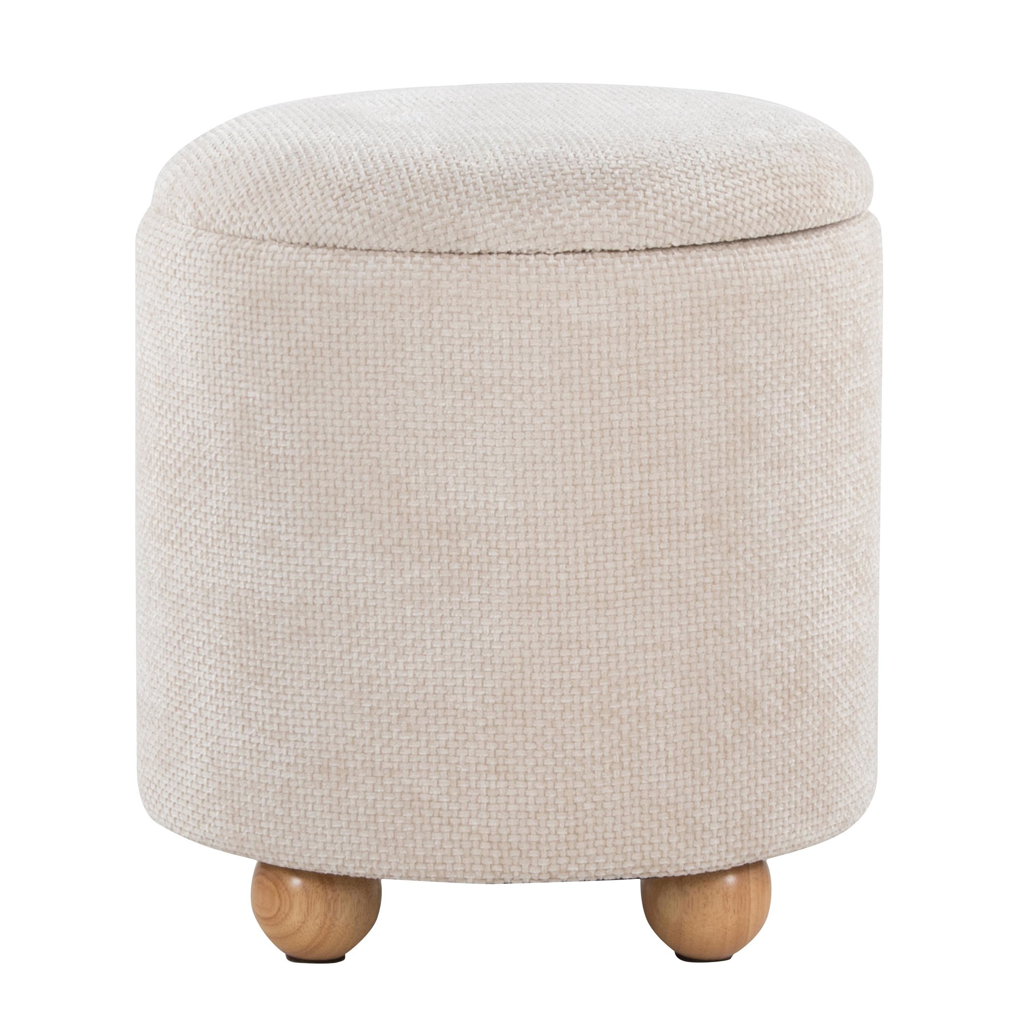 Bacci Contemporary Beige Fabric Storage Ottoman Set Natural Wood (Set of 2) 8 Bacci Contemporary Beige Fabric Storage Ottoman Set Natural Wood (Set of 2) - Image 8
