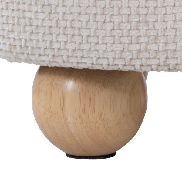 Bacci Contemporary Beige Fabric Storage Ottoman Set Natural Wood Set of 2 9