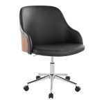Bacci Contemporary Black Faux Leather Walnut and Chrome Office Chair 9 Bacci Contemporary Black Faux Leather Walnut and Chrome Office Chair