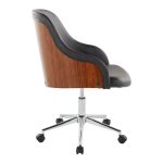 Bacci Contemporary Black Faux Leather Walnut and Chrome Office Chair 10 Bacci Contemporary Black Faux Leather Walnut and Chrome Office Chair