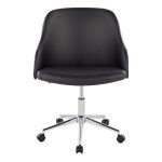 Bacci Contemporary Black Faux Leather Walnut and Chrome Office Chair 13 Bacci Contemporary Black Faux Leather Walnut and Chrome Office Chair