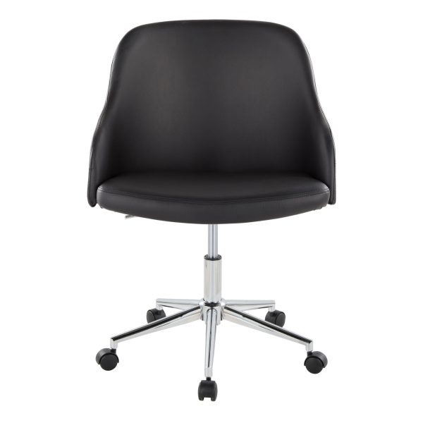 Bacci Contemporary Black Faux Leather Walnut and Chrome Office Chair 5