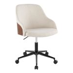 Bacci Contemporary Black Metal Walnut Cream Office Chair 9 Bacci Contemporary Black Metal Walnut Cream Office Chair