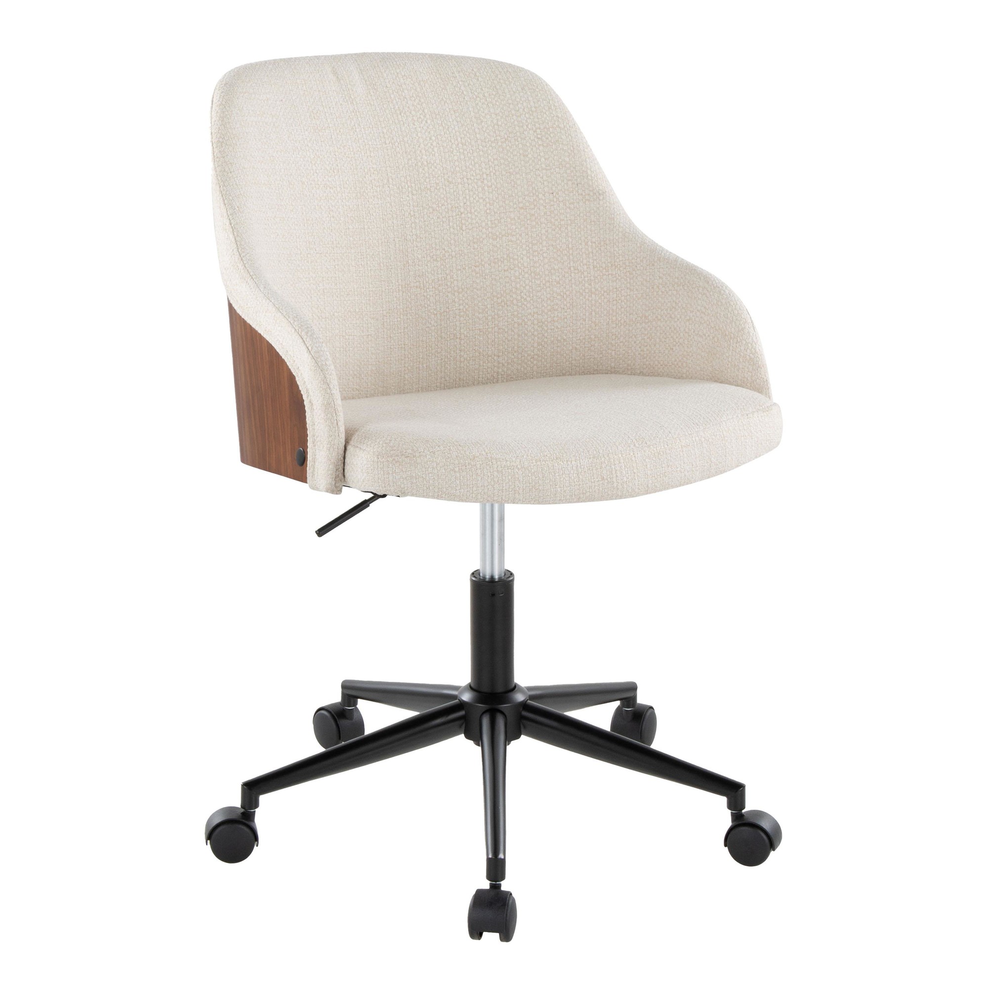 Bacci Contemporary Black Metal Walnut Cream Office Chair 2 Bacci Contemporary Black Metal Walnut Cream Office Chair - Image 2