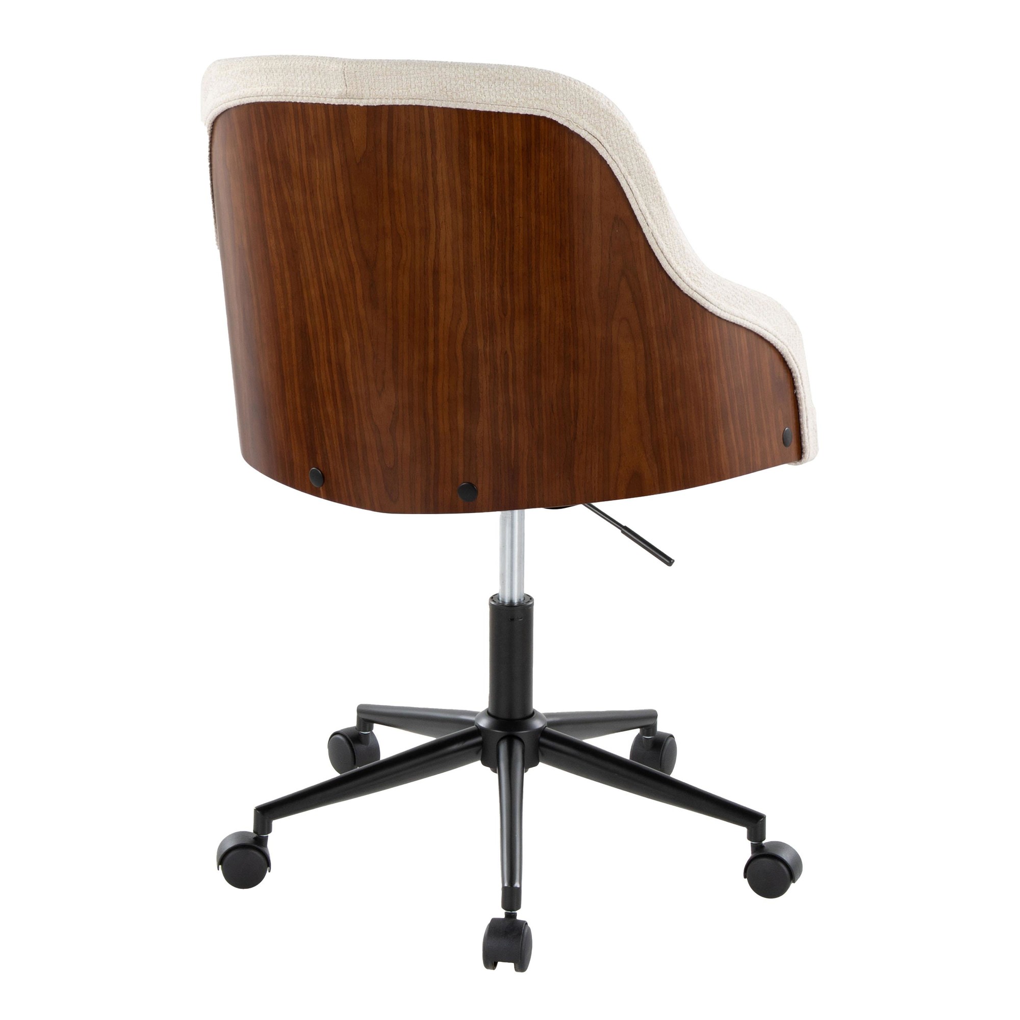 Bacci Contemporary Black Metal Walnut Cream Office Chair 4 Bacci Contemporary Black Metal Walnut Cream Office Chair - Image 4