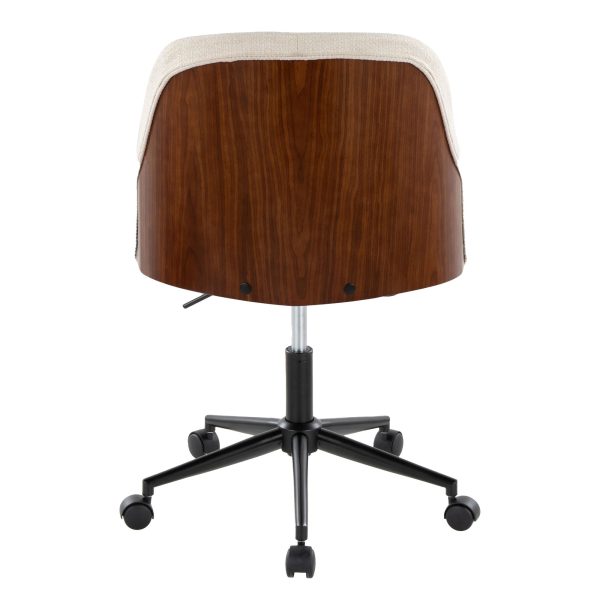 Bacci Contemporary Black Metal Walnut Cream Office Chair 4
