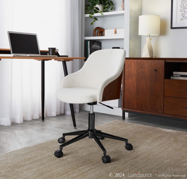 Bacci Contemporary Black Metal Walnut Cream Office Chair
