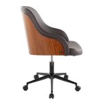 Bacci Contemporary Brown Faux Leather and Walnut Office Chair 10 Bacci Contemporary Brown Faux Leather and Walnut Office Chair