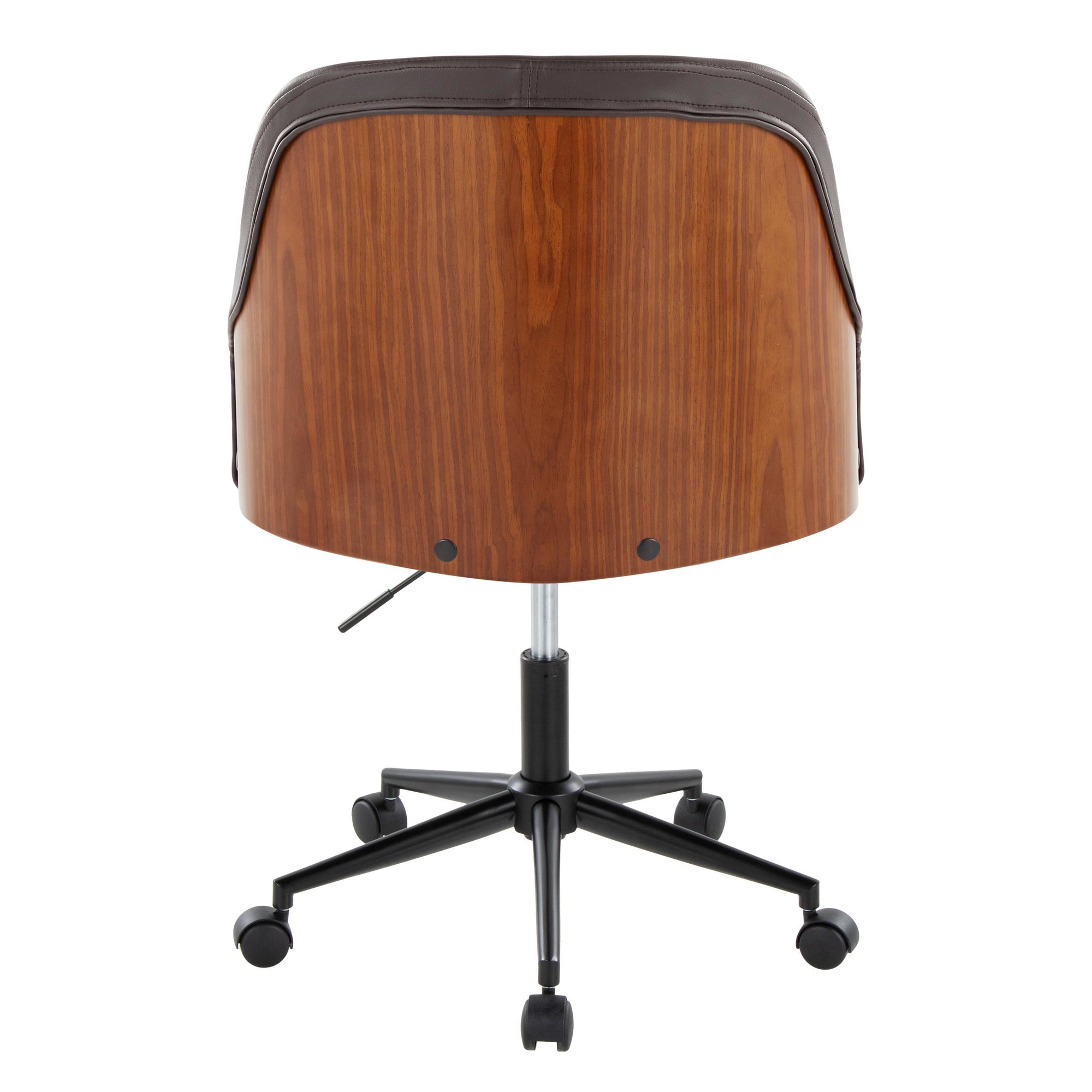 Bacci Contemporary Brown Faux Leather and Walnut Office Chair 5 Bacci Contemporary Brown Faux Leather and Walnut Office Chair - Image 5
