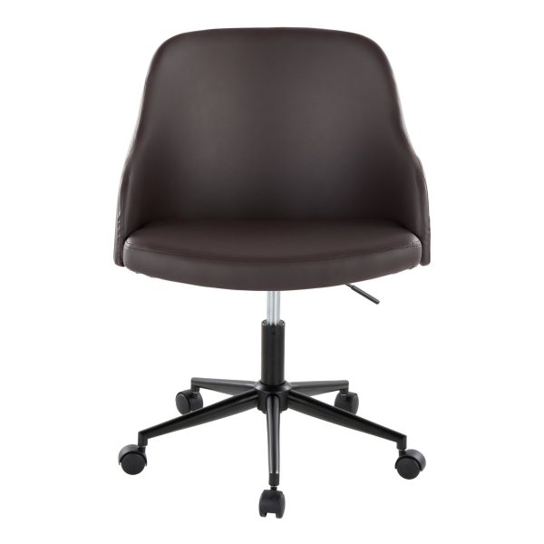 Bacci Contemporary Brown Faux Leather and Walnut Office Chair 5