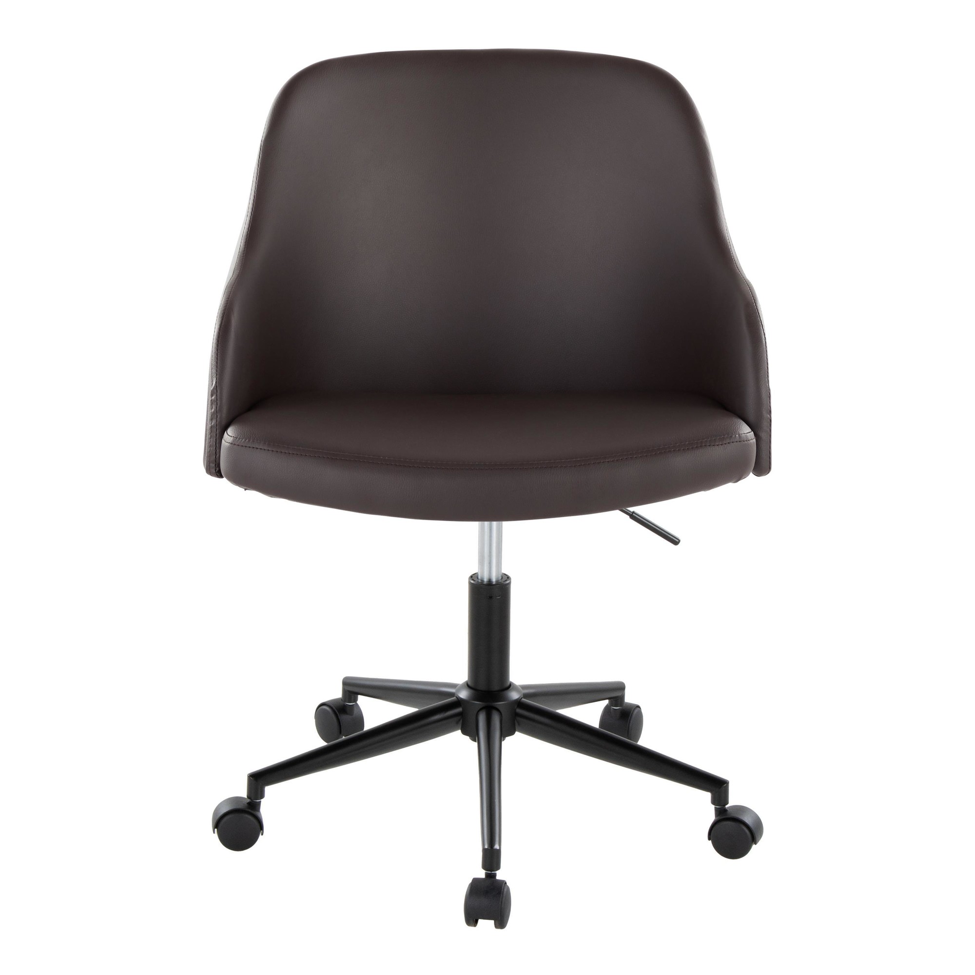 Bacci Contemporary Brown Faux Leather and Walnut Office Chair 6 Bacci Contemporary Brown Faux Leather and Walnut Office Chair - Image 6