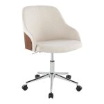 Bacci Contemporary Chrome Walnut Cream Adjustable Office Chair 9 Bacci Contemporary Chrome Walnut Cream Adjustable Office Chair
