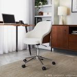 Bacci Contemporary Chrome Walnut Cream Adjustable Office Chair 8 Bacci Contemporary Chrome Walnut Cream Adjustable Office Chair