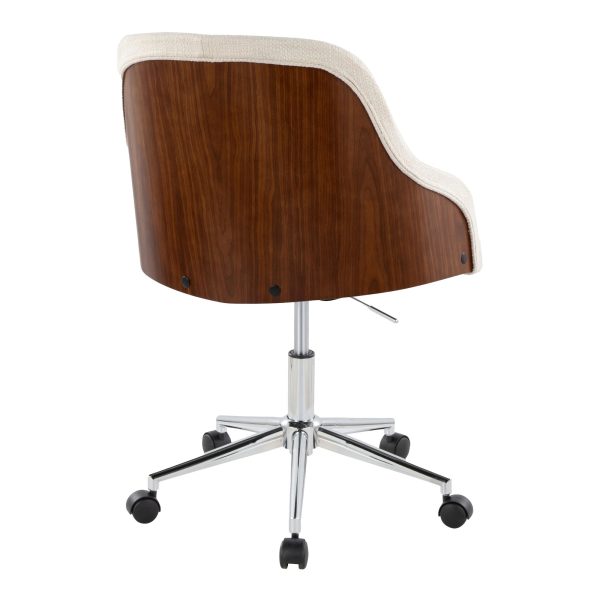 Bacci Contemporary Chrome Walnut Cream Adjustable Office Chair 3