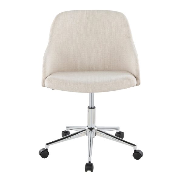 Bacci Contemporary Chrome Walnut Cream Adjustable Office Chair 5