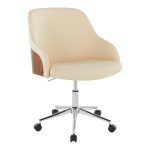 Bacci Contemporary Chrome Walnut Cream Faux Leather Office Chair 10 Bacci Contemporary Chrome Walnut Cream Faux Leather Office Chair