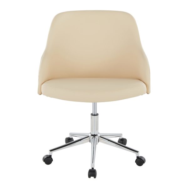 Bacci Contemporary Chrome Walnut Cream Faux Leather Office Chair 5