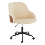Bacci Contemporary Cream Faux Leather and Walnut Office Chair 9 Bacci Contemporary Cream Faux Leather and Walnut Office Chair