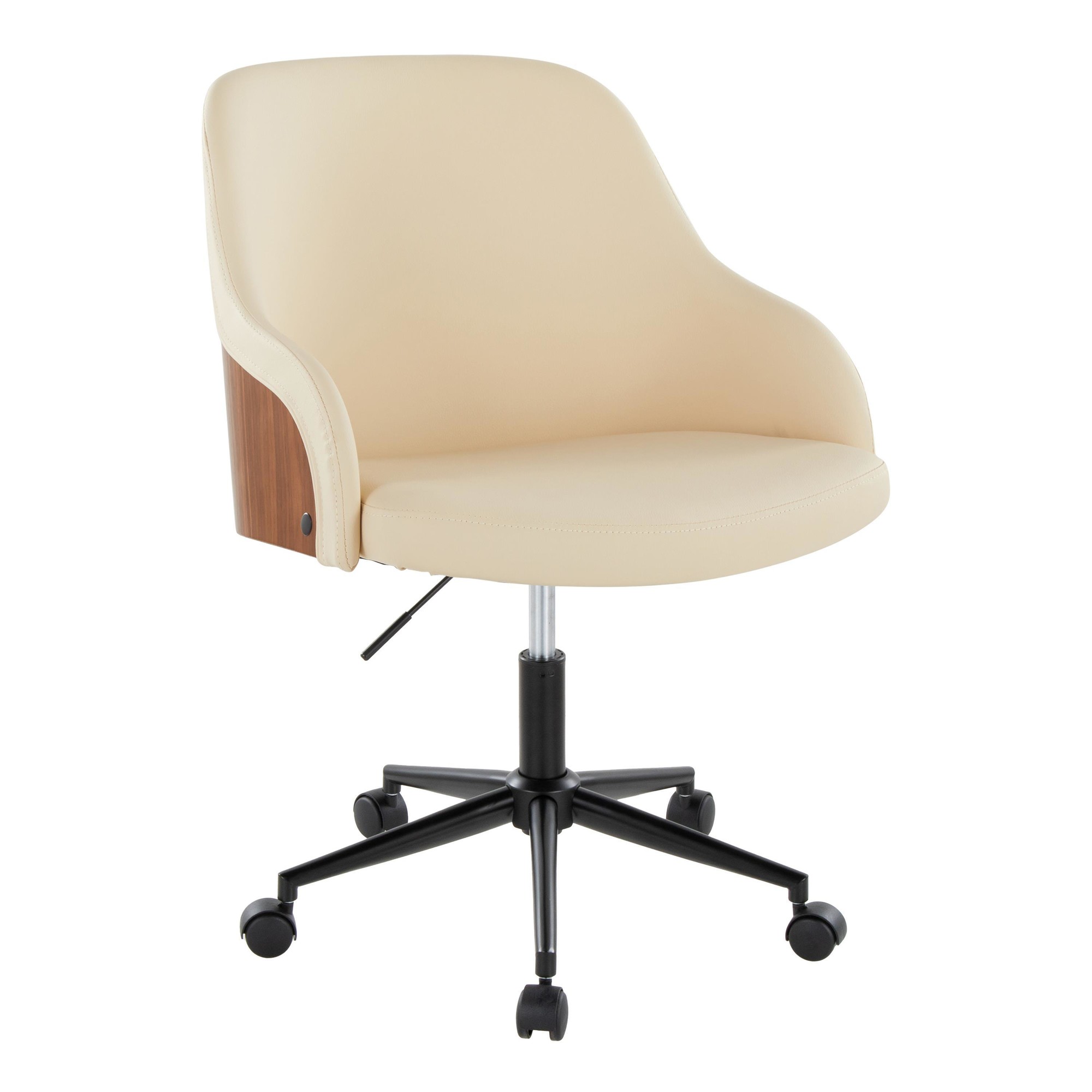 Bacci Contemporary Cream Faux Leather and Walnut Office Chair 2 Bacci Contemporary Cream Faux Leather and Walnut Office Chair - Image 2