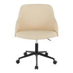 Bacci Contemporary Cream Faux Leather and Walnut Office Chair 13 Bacci Contemporary Cream Faux Leather and Walnut Office Chair