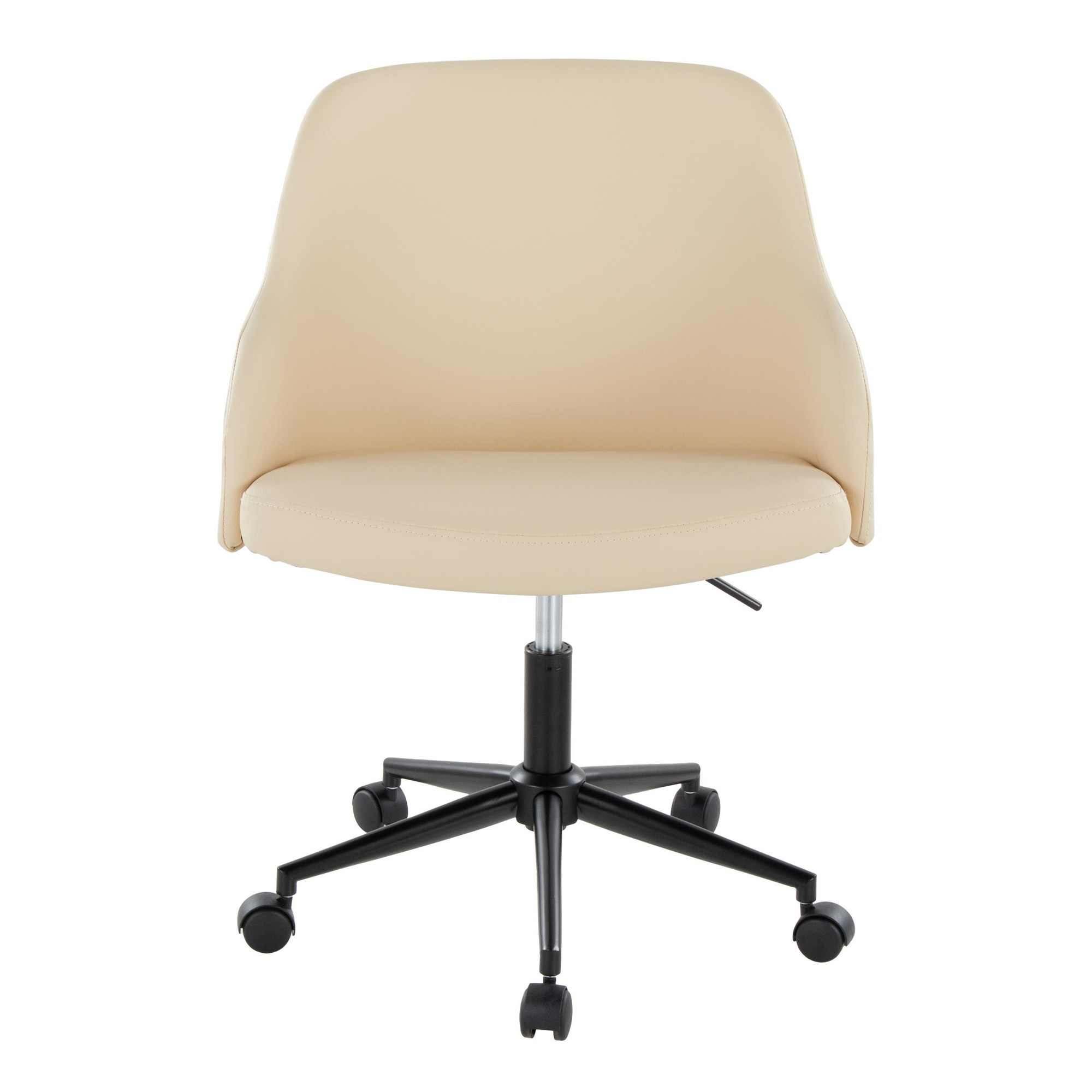 Bacci Contemporary Cream Faux Leather and Walnut Office Chair 6 Bacci Contemporary Cream Faux Leather and Walnut Office Chair - Image 6