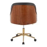 Bacci Contemporary Gold and Walnut Black Faux Leather Office Chair 12 Bacci Contemporary Gold and Walnut Black Faux Leather Office Chair