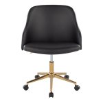 Bacci Contemporary Gold and Walnut Black Faux Leather Office Chair 13 Bacci Contemporary Gold and Walnut Black Faux Leather Office Chair