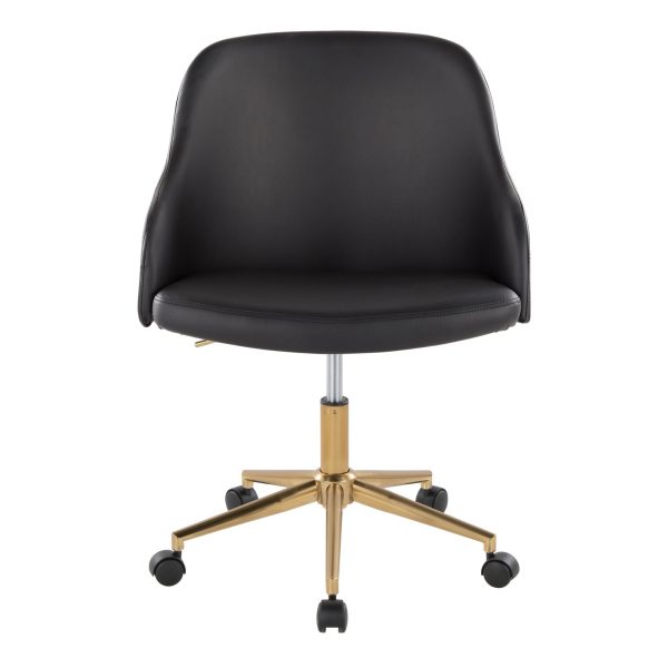 Bacci Contemporary Gold and Walnut Black Faux Leather Office Chair 5