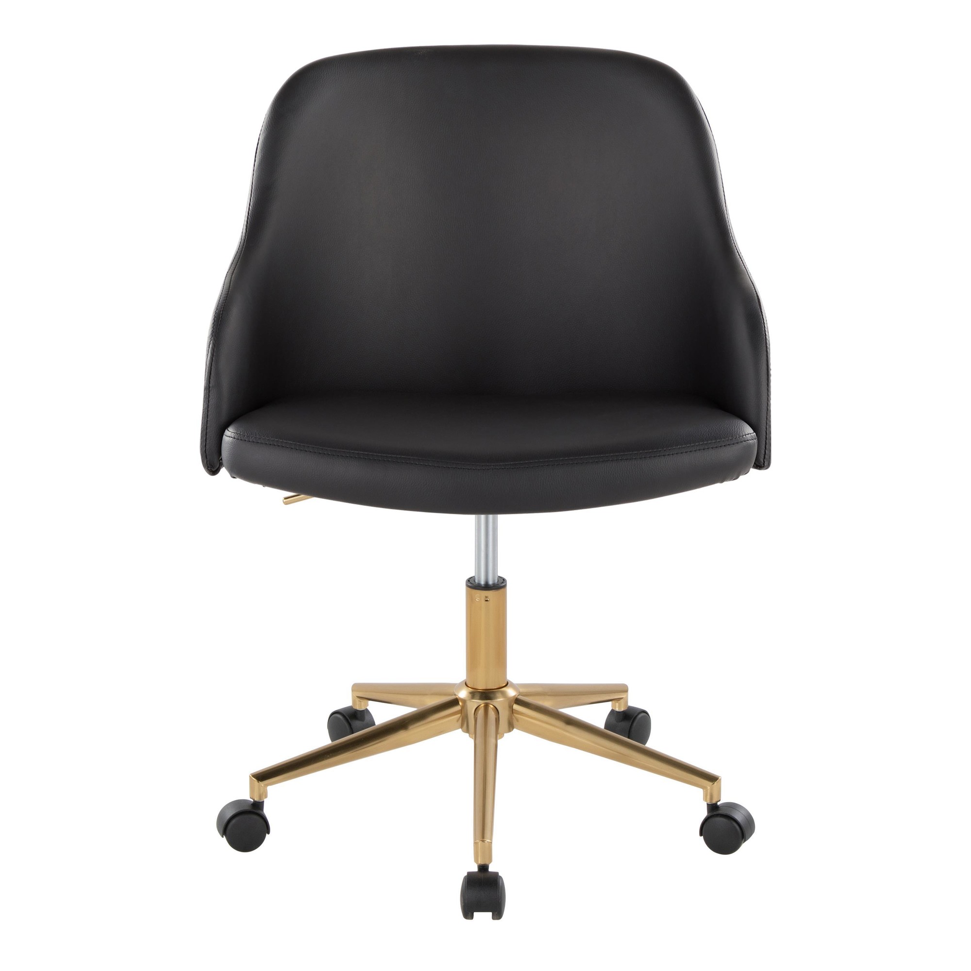 Bacci Contemporary Gold and Walnut Black Faux Leather Office Chair 6 Bacci Contemporary Gold and Walnut Black Faux Leather Office Chair - Image 6