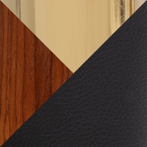 Bacci Contemporary Gold and Walnut Black Faux Leather Office Chair 6