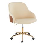 Bacci Contemporary Gold and Walnut Cream Faux Leather Office Chair 9 Bacci Contemporary Gold and Walnut Cream Faux Leather Office Chair