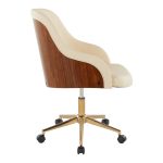 Bacci Contemporary Gold and Walnut Cream Faux Leather Office Chair 10 Bacci Contemporary Gold and Walnut Cream Faux Leather Office Chair