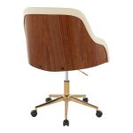 Bacci Contemporary Gold and Walnut Cream Faux Leather Office Chair 11 Bacci Contemporary Gold and Walnut Cream Faux Leather Office Chair