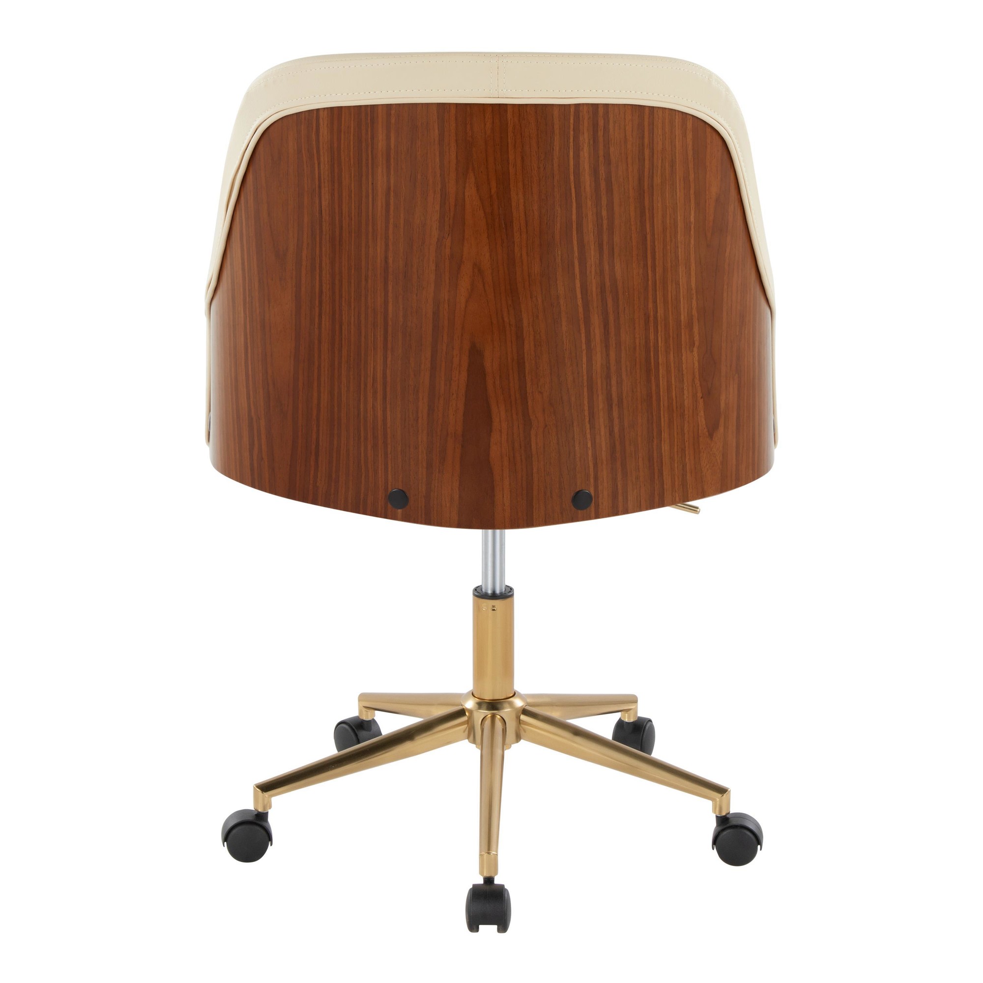 Bacci Contemporary Gold and Walnut Cream Faux Leather Office Chair 5 Bacci Contemporary Gold and Walnut Cream Faux Leather Office Chair - Image 5