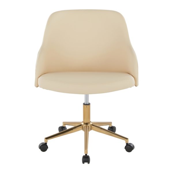 Bacci Contemporary Gold and Walnut Cream Faux Leather Office Chair 5