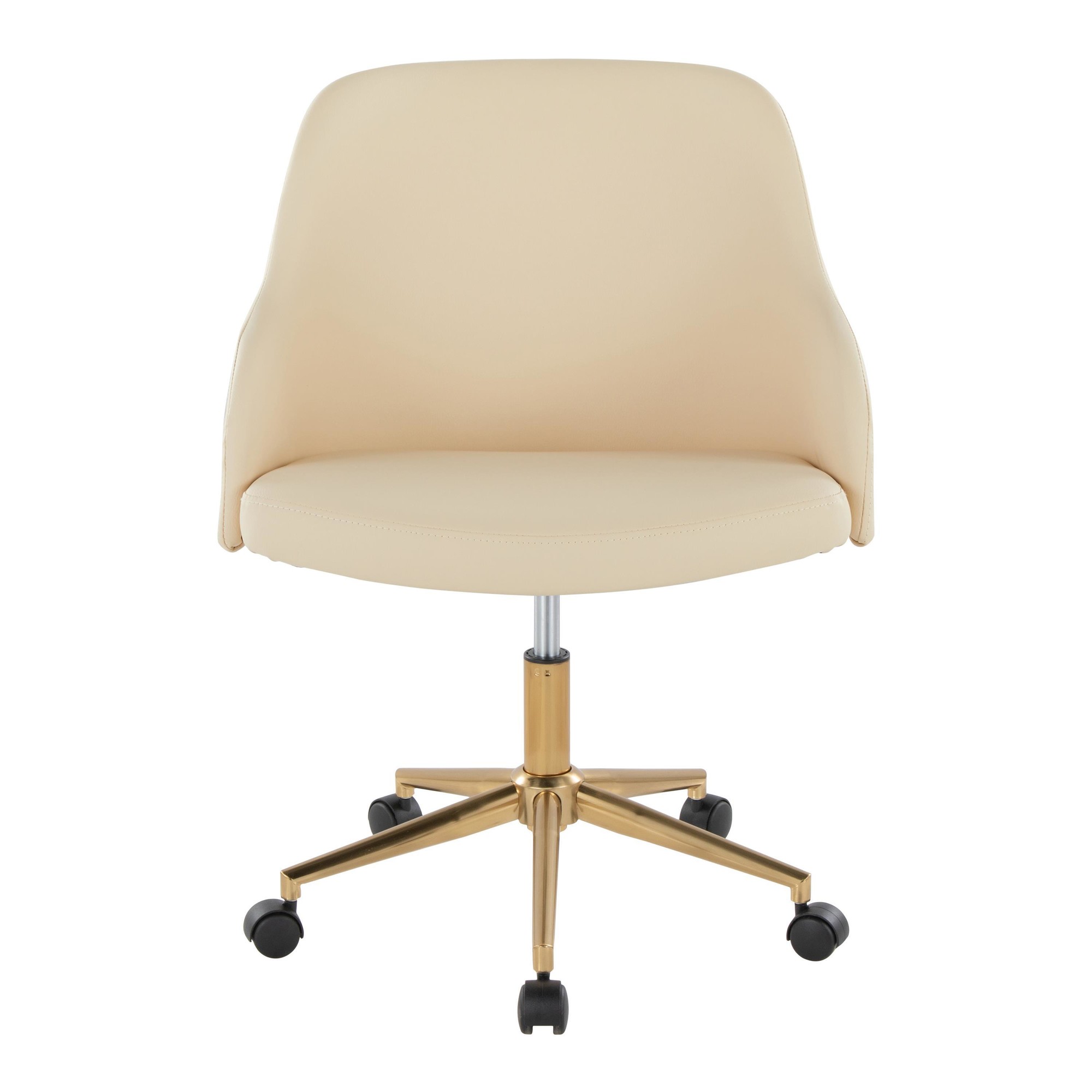 Bacci Contemporary Gold and Walnut Cream Faux Leather Office Chair 6 Bacci Contemporary Gold and Walnut Cream Faux Leather Office Chair - Image 6