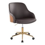 Bacci Contemporary Gold and Walnut Faux Leather Office Chair 9 Bacci Contemporary Gold and Walnut Faux Leather Office Chair