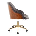 Bacci Contemporary Gold and Walnut Faux Leather Office Chair 10 Bacci Contemporary Gold and Walnut Faux Leather Office Chair