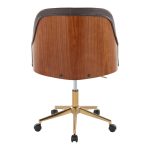 Bacci Contemporary Gold and Walnut Faux Leather Office Chair 12 Bacci Contemporary Gold and Walnut Faux Leather Office Chair