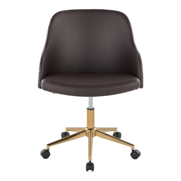 Bacci Contemporary Gold and Walnut Faux Leather Office Chair 5